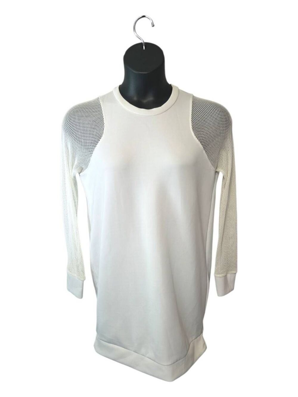 Zara Special-T Off-White Mesh Sleeve Sweatshirt Tunic Athletic Dress | Large
